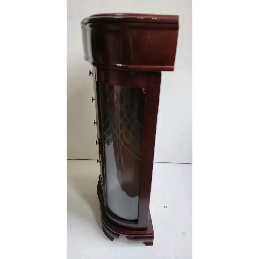 Hives and Honey Patricia style Large jewelry Box Dark Cherry Etched Glass Mirror
